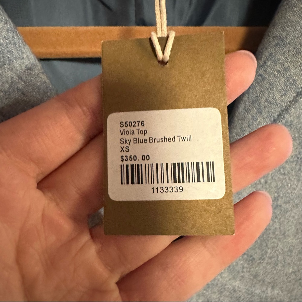 Ann Mashburn Viola lined top in sky blue brushed twill size XS NEW WITH TAGS - Picture 4 of 9